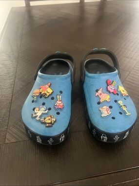 SpongeBob Squarepants Light Blue Kids Clog Sandals with Character Charms